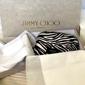 JIMMY CHOO RARE ZEBRA PRINT NYLON MABRIE ONYP CLUTCH POUCH BAG